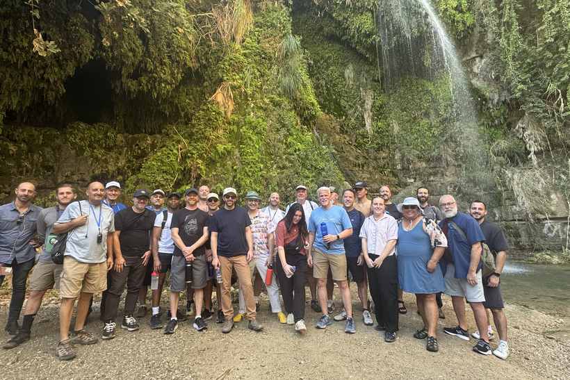A Philip's House group together on the trail at the Banias waterfall